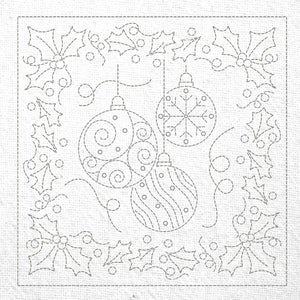 Christmas Baubles Pre-Printed Sashiko Panel