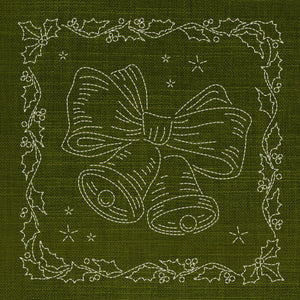 Christmas Bow & Bells Pre-Printed Sashiko Panel