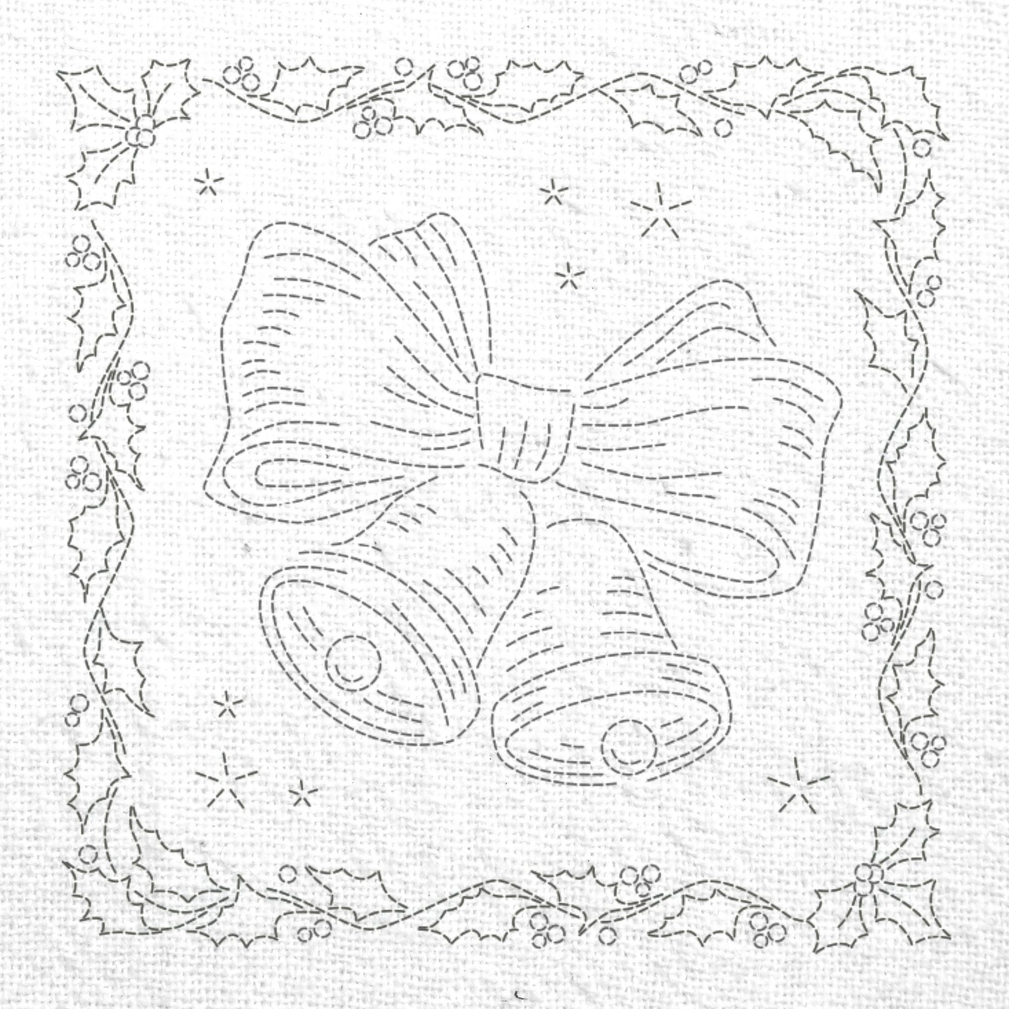 Christmas Bow & Bells Pre-Printed Sashiko Panel