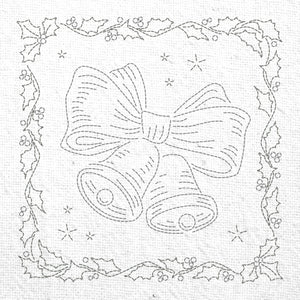 Christmas Bow & Bells Pre-Printed Sashiko Panel