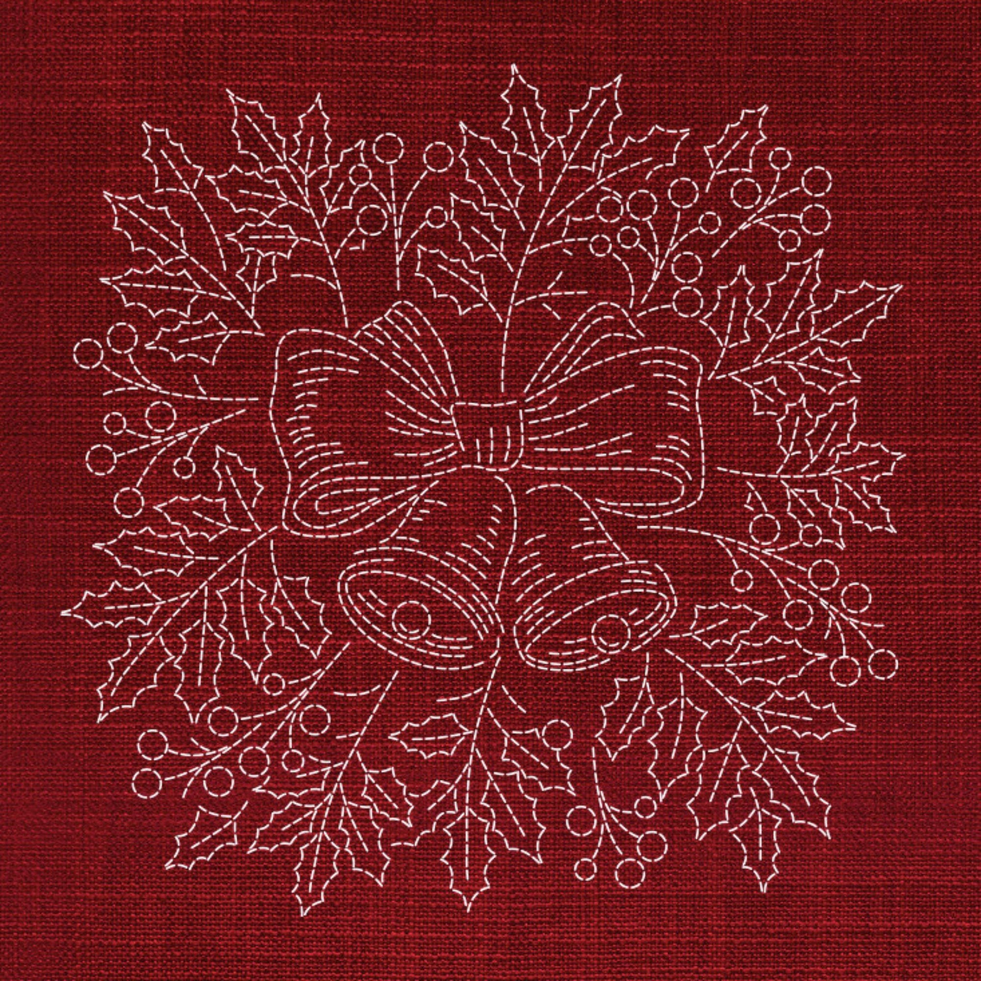Christmas Bells Pre-Printed Sashiko Panel