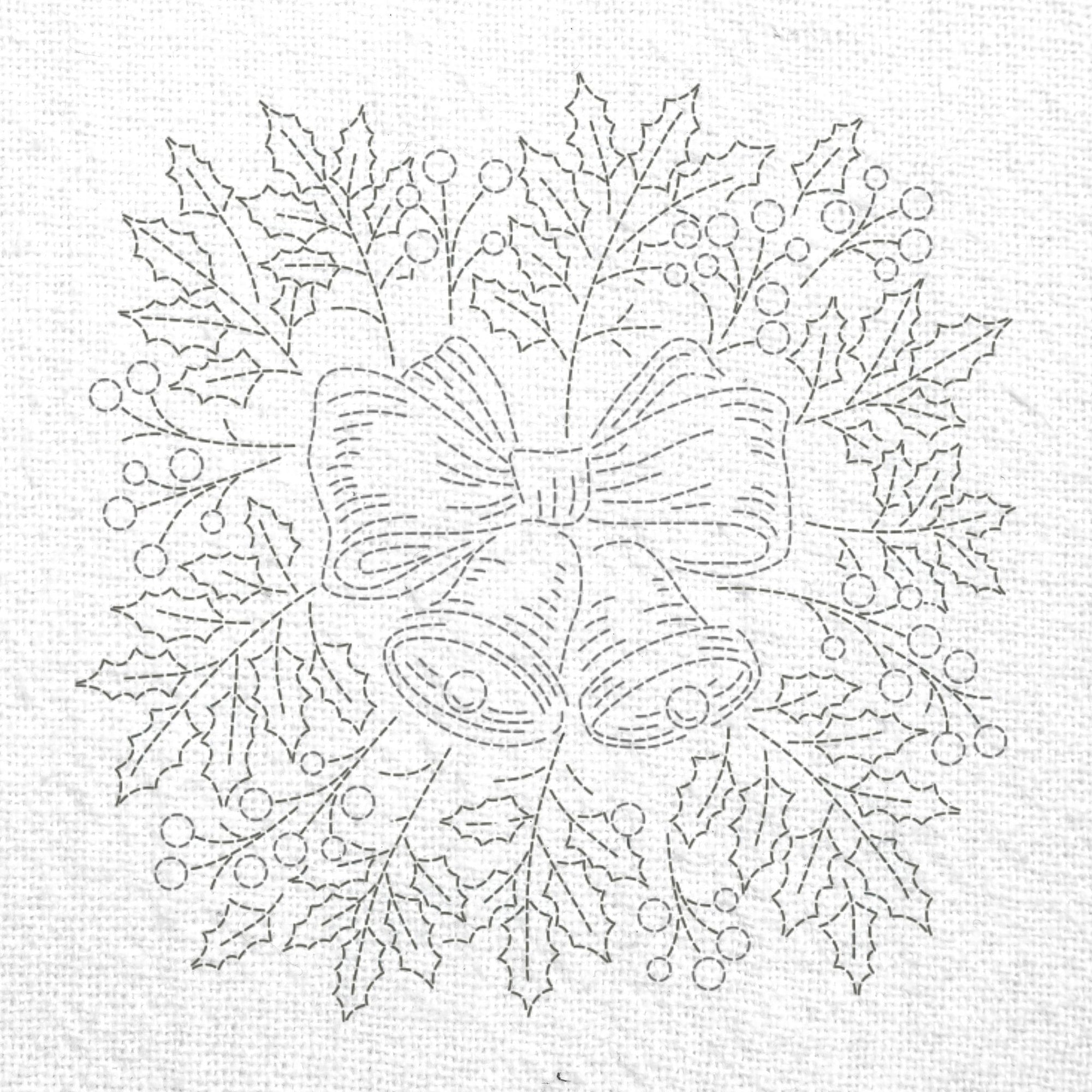 Christmas Bells Pre-Printed Sashiko Panel