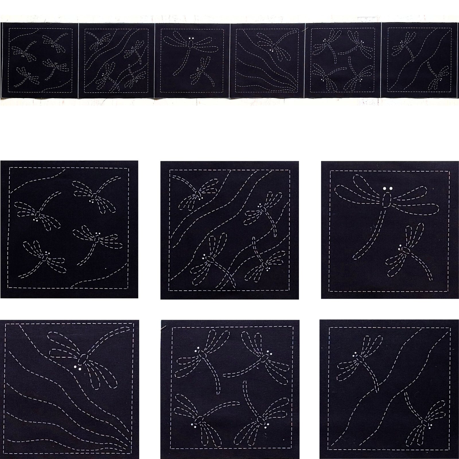 Dragonfly Coasters Pre-Printed Sashiko Panel