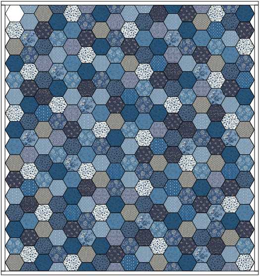 Shibori Blues Hexagon Quilt Kit