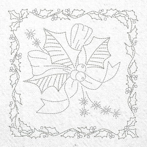 Christmas Holly & Bow Pre-Printed Sashiko Panel