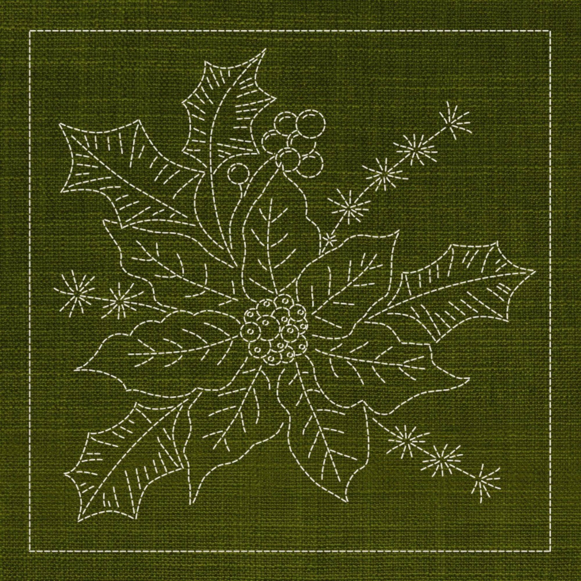 Christmas Poinsettia Pre-Printed Sashiko Panel