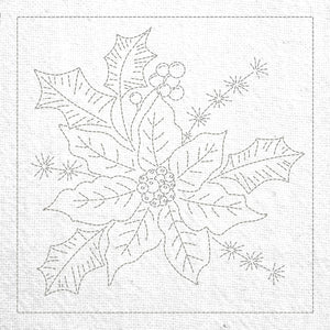 Christmas Poinsettia Pre-Printed Sashiko Panel
