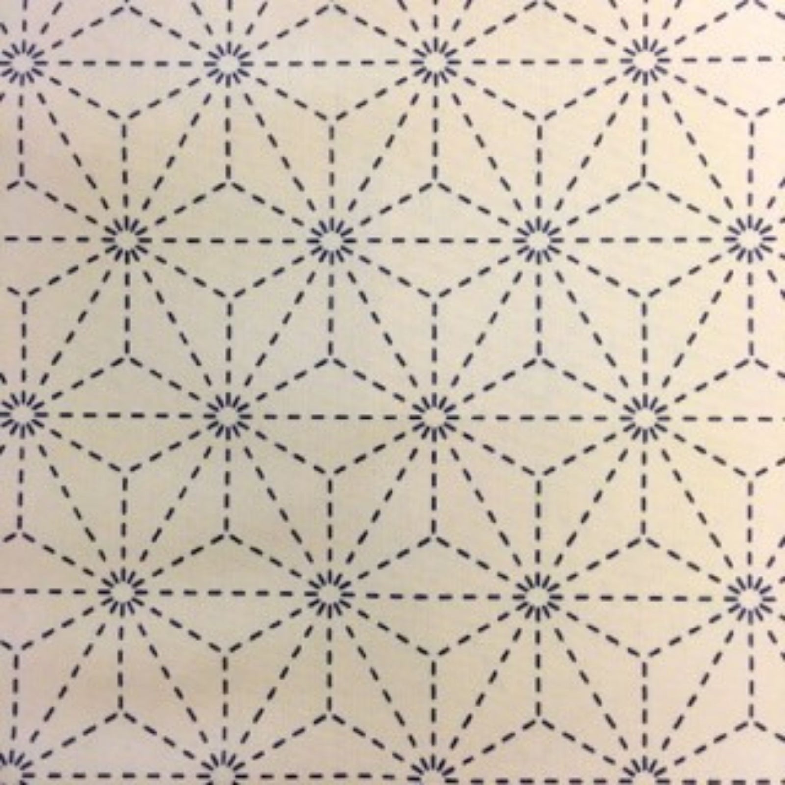 Pre-Stencilled Sashiko Fabric Asanoha Ecru - $50 Per Metre