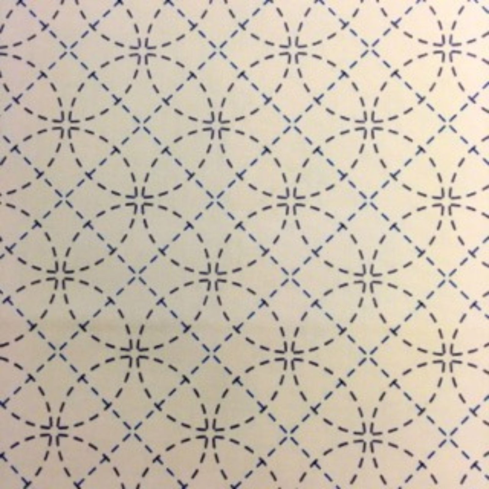 Pre-Stencilled Sashiko Fabric Seven Treasurers Ecru- $50 Per Metre