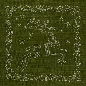 Christmas Reindeer Pre-Printed Sashiko Panel