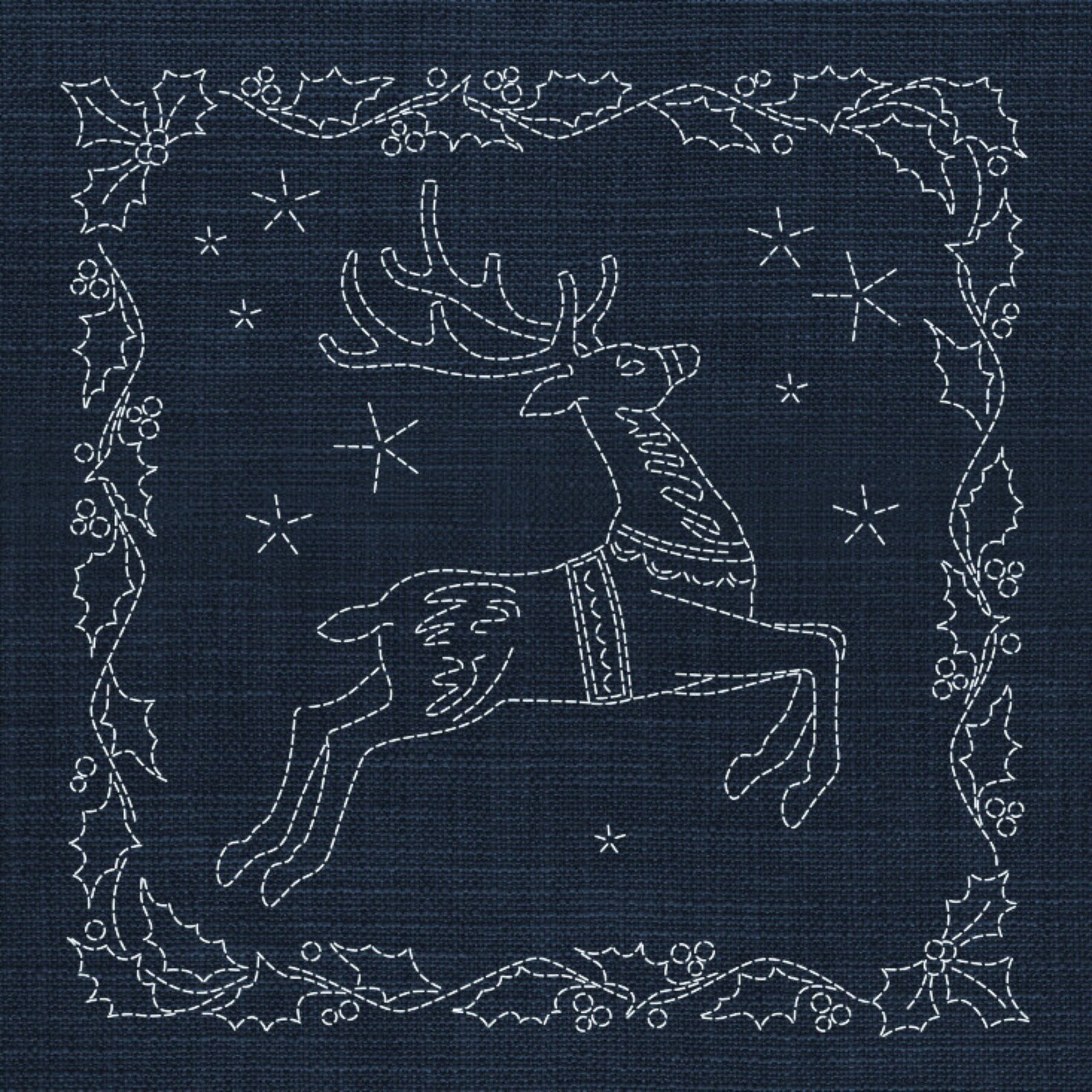 Christmas Reindeer Pre-Printed Sashiko Panel