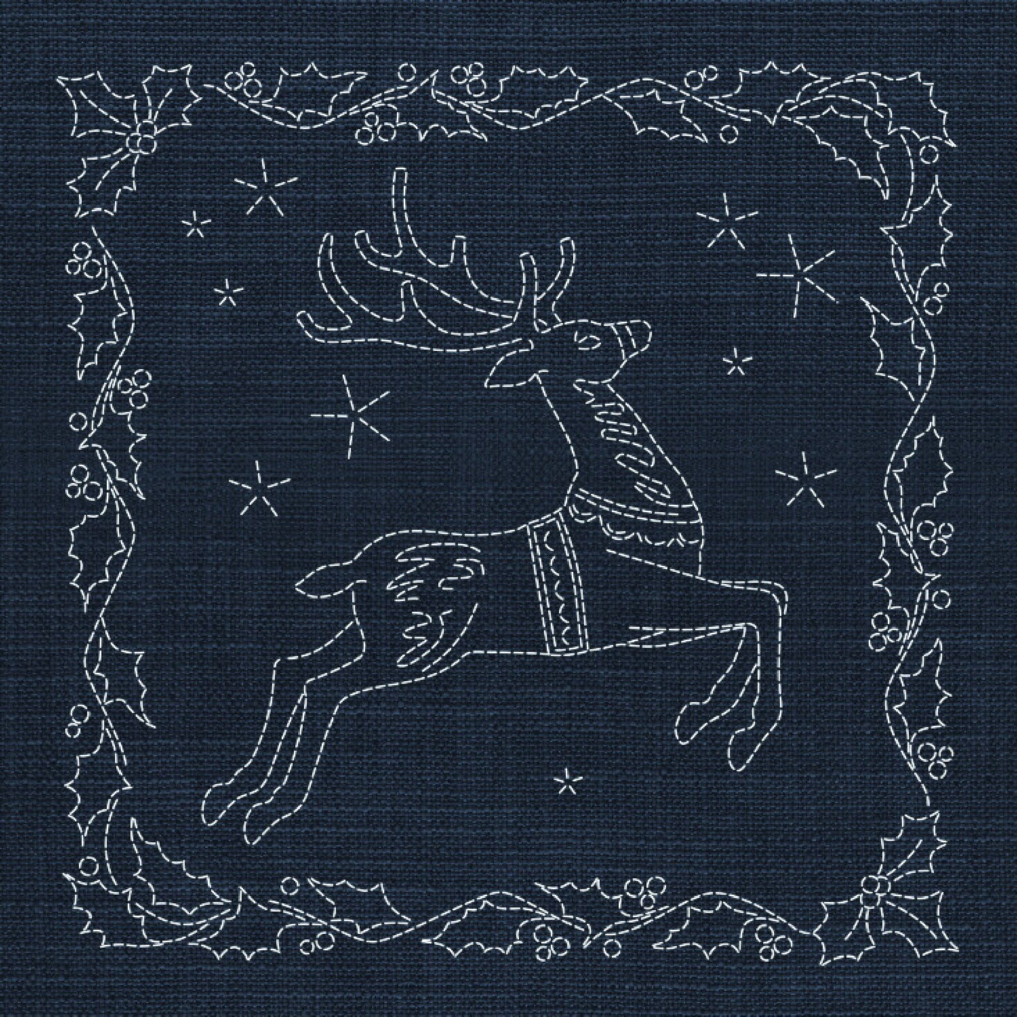 Christmas Reindeer Pre-Printed Sashiko Panel