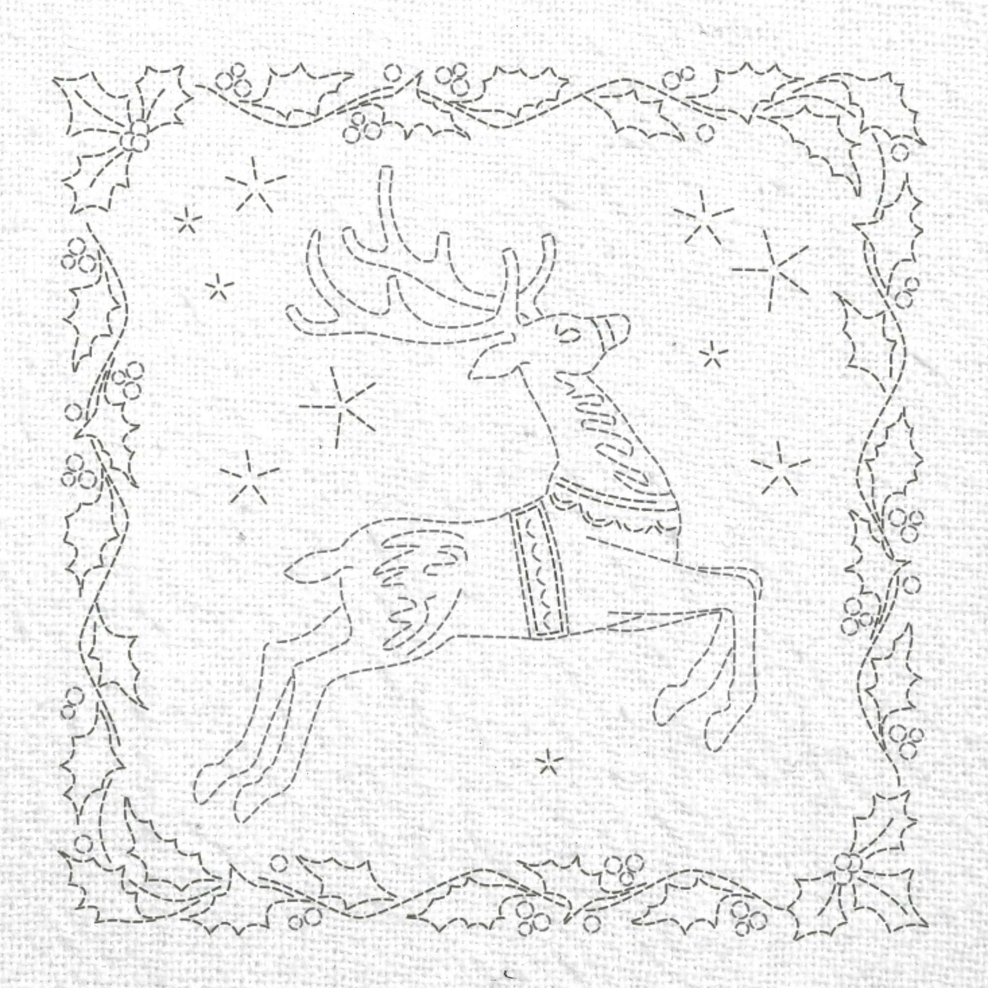 Christmas Reindeer Pre-Printed Sashiko Panel