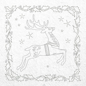 Christmas Reindeer Pre-Printed Sashiko Panel