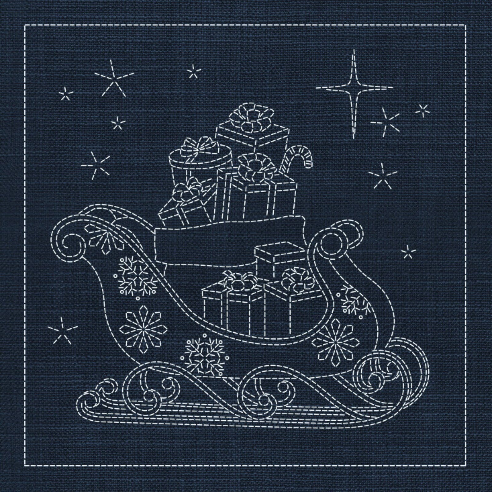 Christmas Sleigh Pre-Printed Sashiko Panel