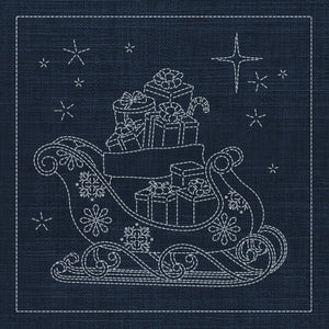 Christmas Sleigh Pre-Printed Sashiko Panel