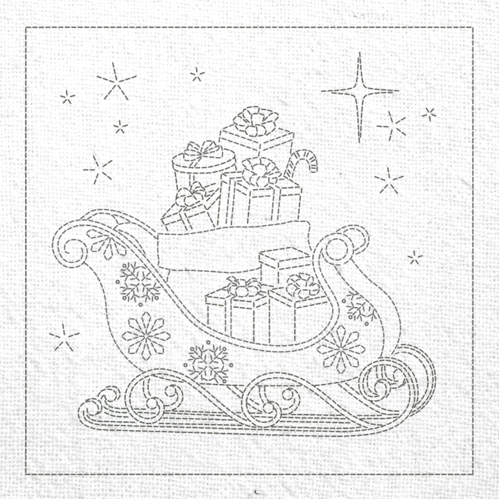 Christmas Sleigh Pre-Printed Sashiko Panel