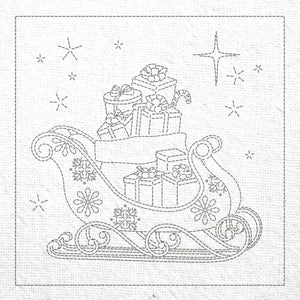 Christmas Sleigh Pre-Printed Sashiko Panel