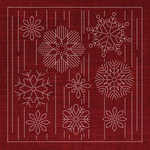 Christmas Snowflakes Pre-Printed Sashiko Panel