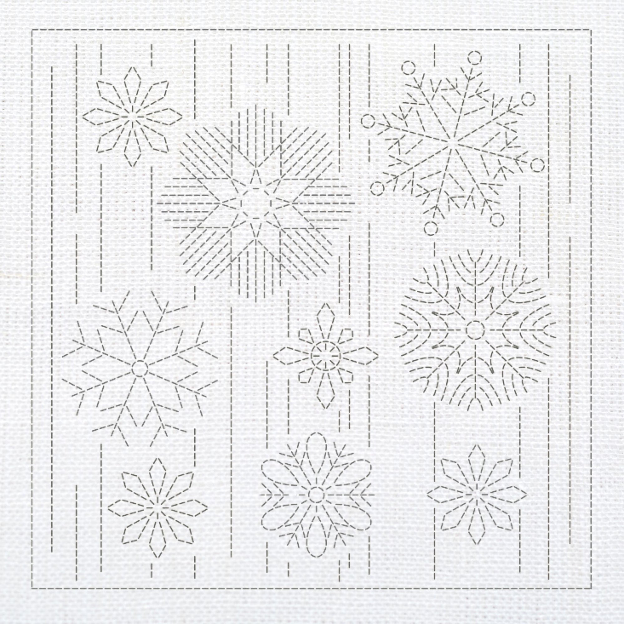 Christmas Snowflakes Pre-Printed Sashiko Panel