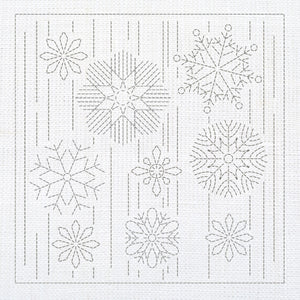Christmas Snowflakes Pre-Printed Sashiko Panel
